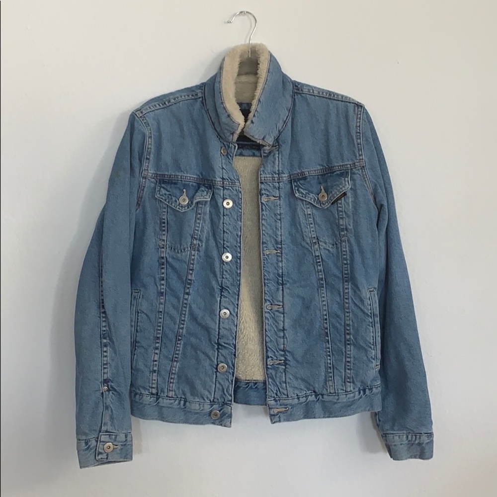 Zara Denim Jacket with Faux Wool Lining